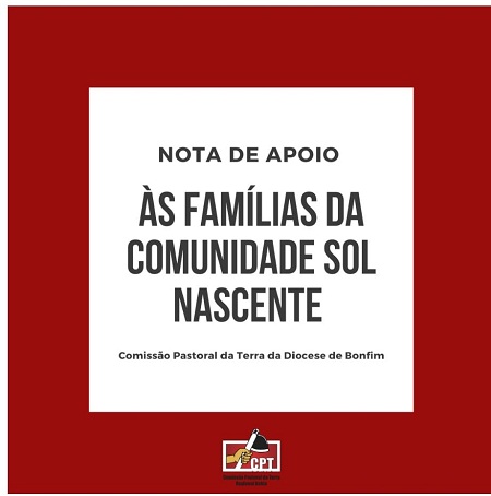 Nota de Apoio às famílias da Comunidade Sol Nascente